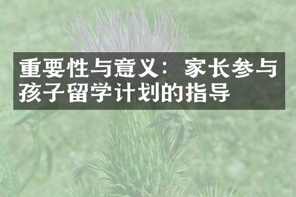 重要性与意义：家长参与孩子留学计划的指导