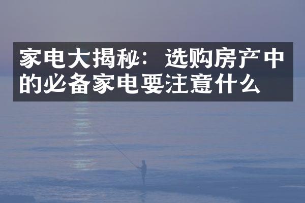 家电揭秘：选购房产中的必备家电要注意什么？