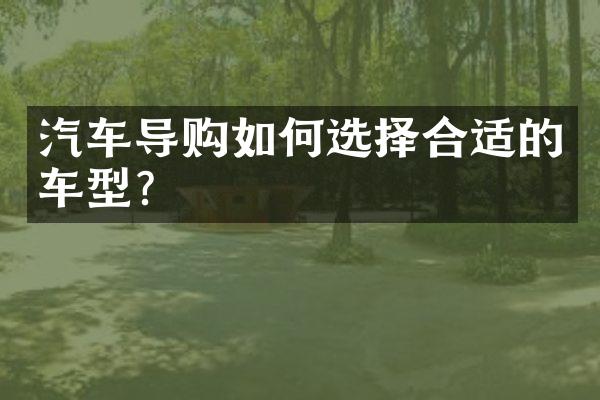 汽车导购如何选择合适的车型？