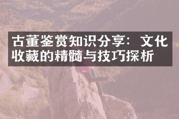 古董鉴赏知识分享：文化收藏的精髓与技巧探析