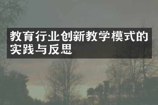 教育行业创新教学模式的实践与反思