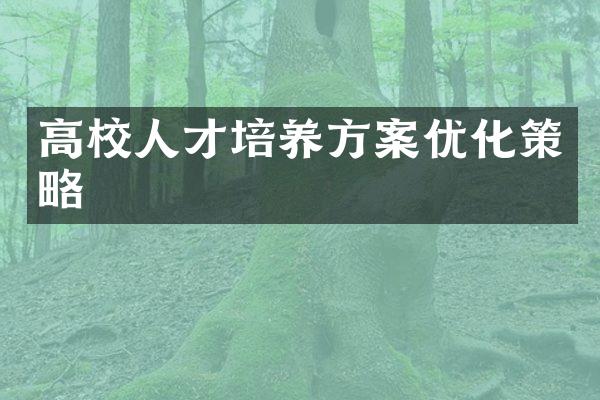 高校人才培养方案优化策略