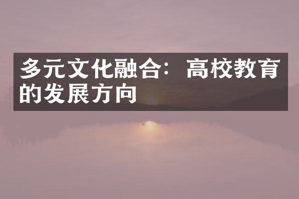 多元文化融合：高校教育的发展方向