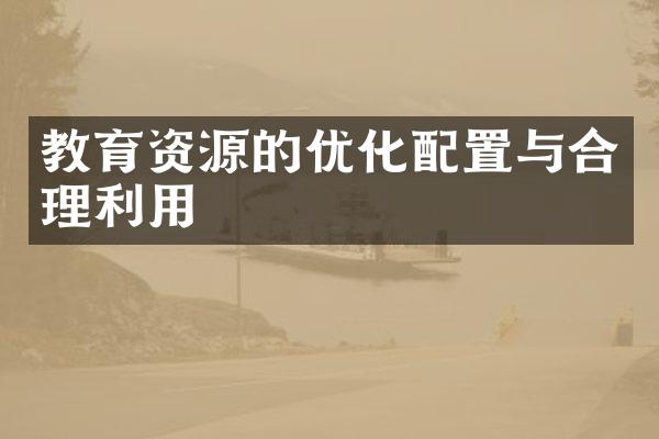 教育资源的优化配置与合理利用