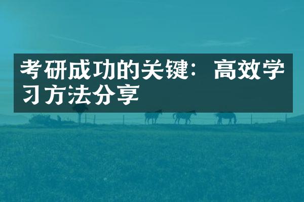 考研成功的关键：高效学习方法分享