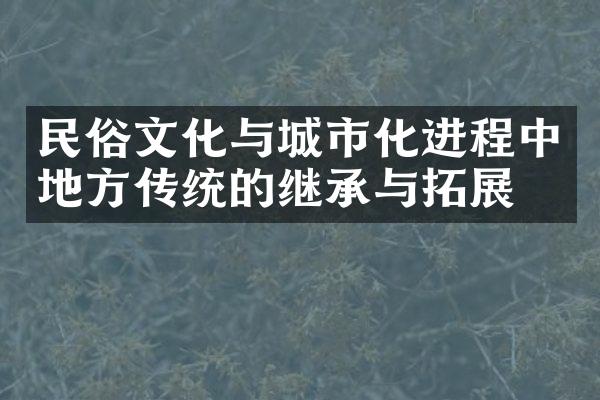 民俗文化与城市化进程中地方传统的继承与拓展