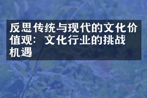 反思传统与现代的文化价值观：文化行业的挑战与机遇