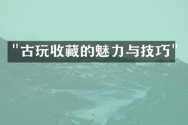 "古玩收藏的魅力与技巧"