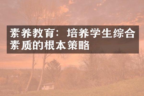 素养教育：培养学生综合素质的根本策略