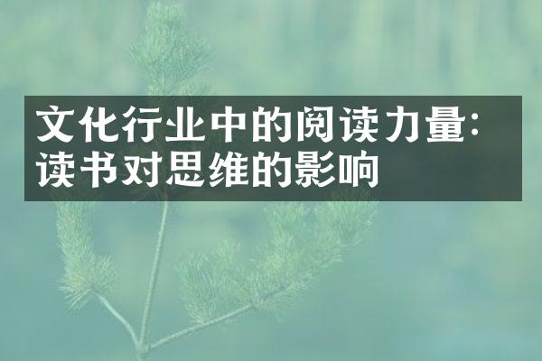 文化行业中的阅读力量：读书对思维的影响