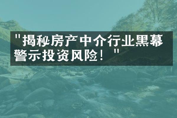 "揭秘房产中介行业黑幕，警示投资风险！"