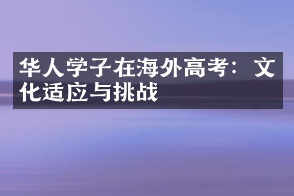 华人学子在海外高考：文化适应与挑战