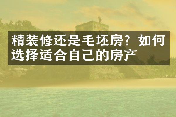 精装修还是毛坯房？如何选择适合自己的房产