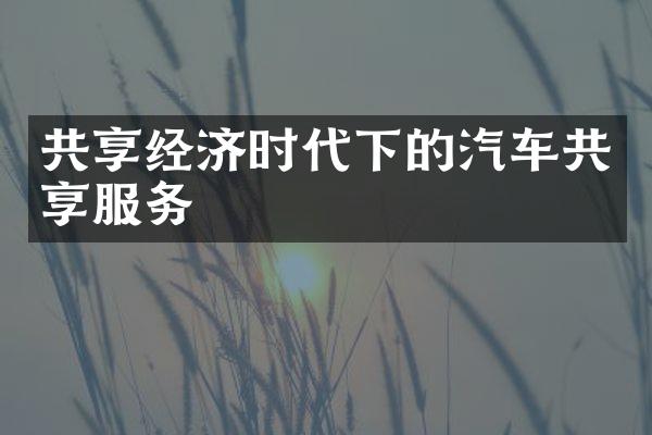 共享经济时代下的汽车共享服务