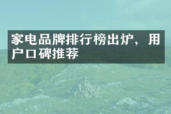 家电品牌排行榜出炉，用户口碑推荐