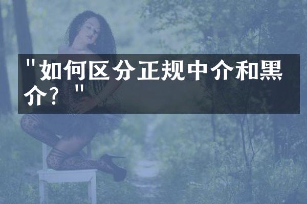 "如何区分正规中介和黑中介？"