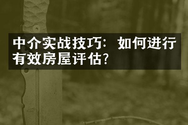 中介实战技巧：如何进行有效房屋评估？