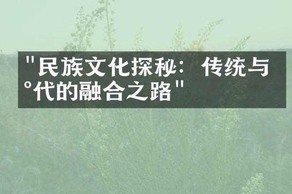 "民族文化探秘：传统与现代的融合之路"