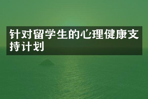 针对留学生的心理健康支持计划