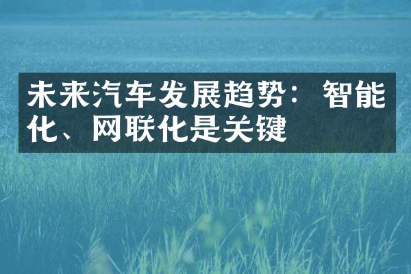 未来汽车发展趋势：智能化、网联化是关键