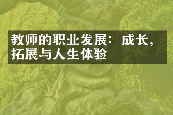 教师的职业发展：成长，拓展与人生体验