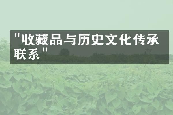 "收藏品与历史文化传承的联系"