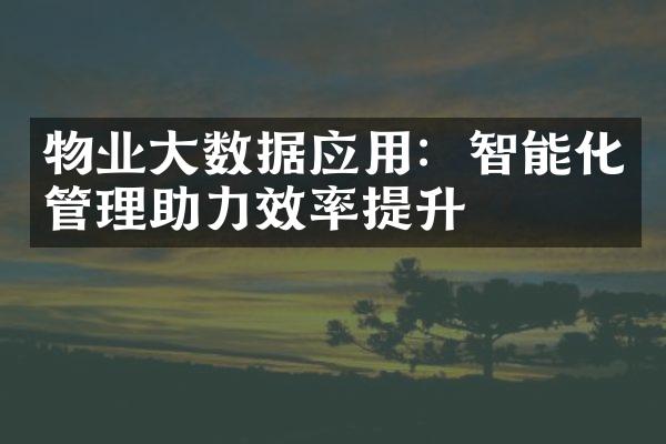 物业大数据应用：智能化管理助力效率提升