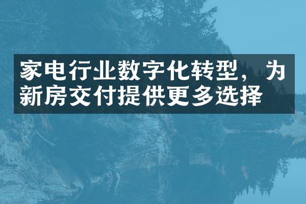 家电行业数字化转型，为新房交付提供更多选择