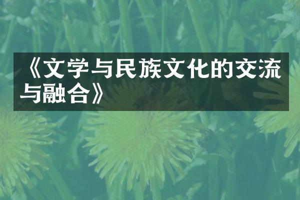 《文学与民族文化的交流与融合》