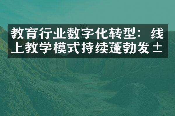 教育行业数字化转型：线上教学模式持续蓬勃发展