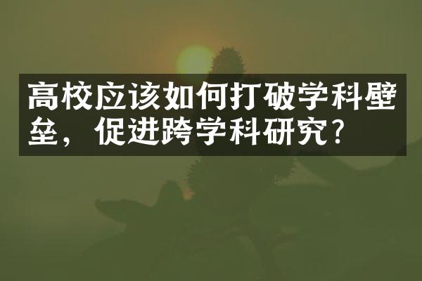 高校应该如何打破学科壁垒，促进跨学科研究？