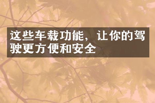 这些车载功能，让你的驾驶更方便和安全