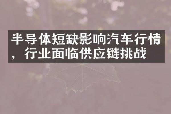 半导体短缺影响汽车行情，行业面临供应链挑战