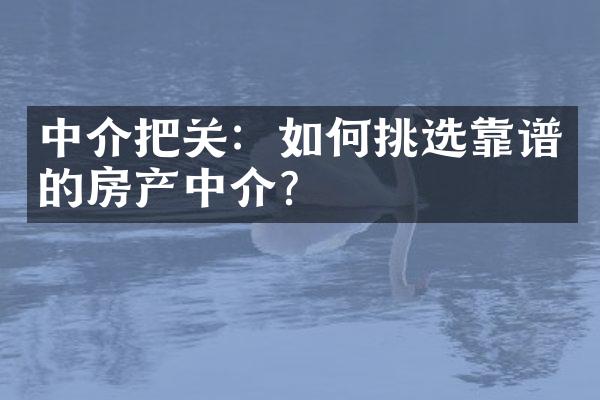 中介把关：如何挑选靠谱的房产中介？