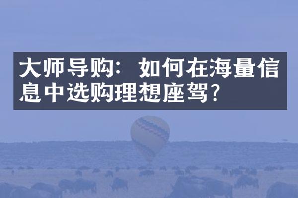 大师导购：如何在海量信息中选购理想座驾？