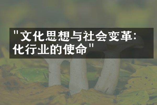 "文化思想与社会变革：文化行业的使命"