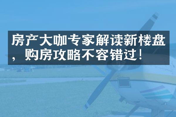 房产大咖专家解读新楼盘，购房攻略不容错过！