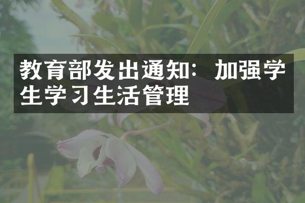 教育部发出通知：加强学生学习生活管理