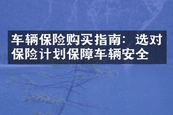 车辆保险购买指南：选对保险计划保障车辆安全