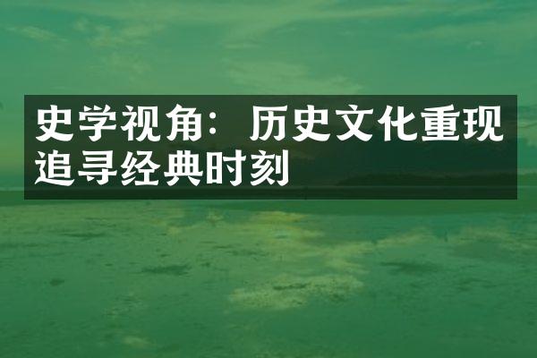 史学视角：历史文化重现追寻经典时刻