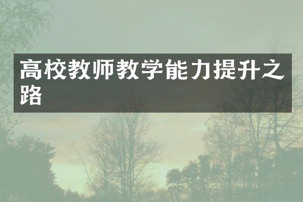 高校教师教学能力提升之路