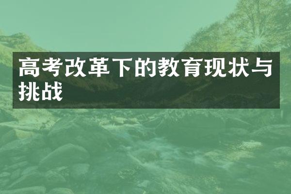 高考改革下的教育现状与挑战