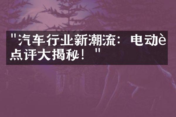 "汽车行业新潮流：电动车点评大揭秘！"