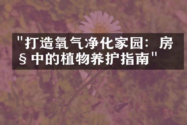 "打造氧气净化家园：房产中的植物养护指南"