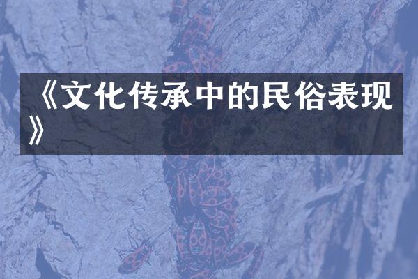 《文化传承中的民俗表现》