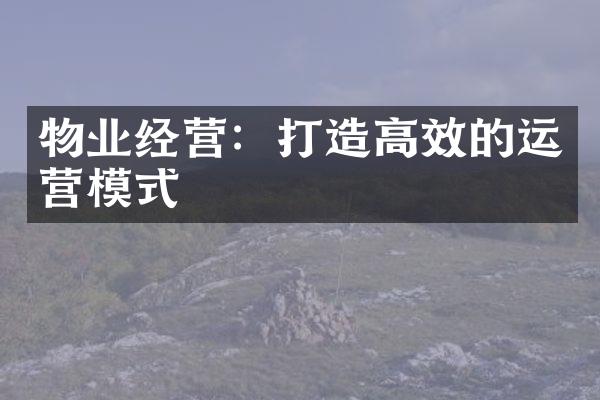 物业经营：打造高效的运营模式