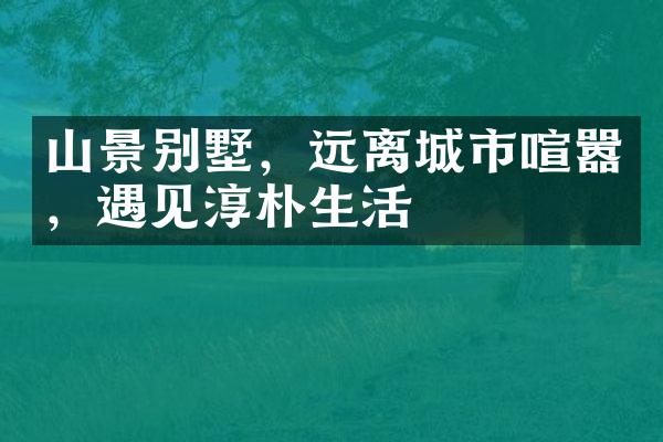 山景别墅，远离城市喧嚣，遇见淳朴生活