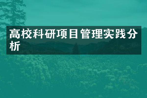 高校科研项目管理实践分析