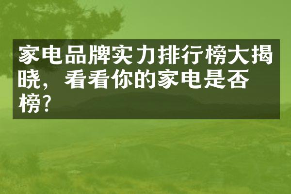 家电品牌实力排行榜大揭晓，看看你的家电是否上榜？