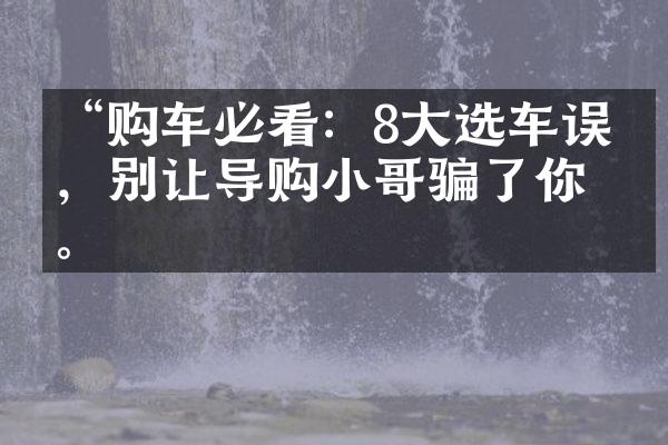 “购车必看：8大选车误区，别让导购小哥骗了你”。